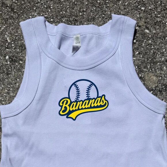 The Sav Bananas Tank Top Women’s Embroidered baseball savannah White - Picture 1 of 1